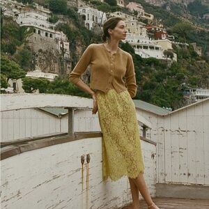 Doen Nandi Lace Midi Skirt in Yellow